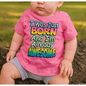 ETO Apparel 0-6m T-shirt Baby Girl  Neon Short Sleeve Graphic top Cute Funny